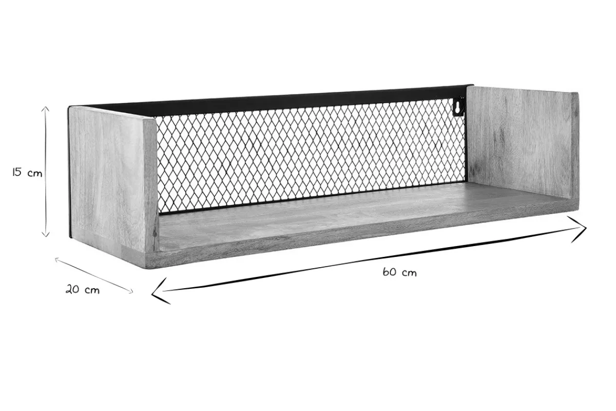Miliboo Wandregal Industrie-Stil Mangoholz und Metall 60 cm RACK* Bücherregale|Bücherregale