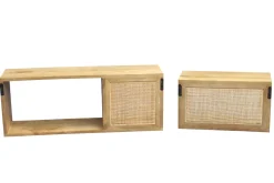 Miliboo Wandregale aus massivem Mangoholz und Rattangeflecht B80 cm (2er-Set) ACANGE* Wandregale|Alle Dekoration