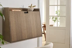 Miliboo Wandschreibtisch mit Ablagen aus dunklem Holz B78 cm GABIN* Design-schreibtische