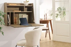 Miliboo Wandschreibtisch mit Ablagen aus dunklem Holz B78 cm GABIN* Design-schreibtische