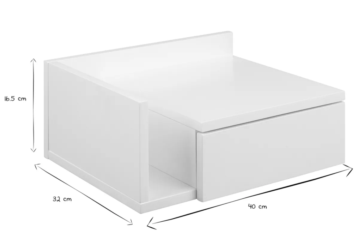 Miliboo Weißer Wand-Nachttisch mit Schublade B40 cm NASTY* Nachttische