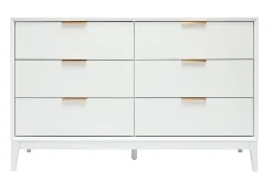 Miliboo Weißes mattes Sideboard mit goldenem Metall 6 Schubladen L120 cm GIANA* Kommoden|Kommoden