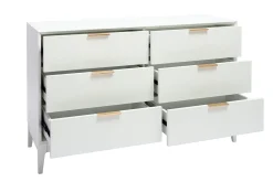 Miliboo Weißes mattes Sideboard mit goldenem Metall 6 Schubladen L120 cm GIANA* Kommoden|Kommoden