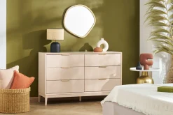 Miliboo Weißes mattes Sideboard mit goldenem Metall 6 Schubladen L120 cm GIANA* Kommoden|Kommoden
