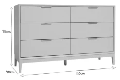 Miliboo Weißes mattes Sideboard mit goldenem Metall 6 Schubladen L120 cm GIANA* Kommoden|Kommoden
