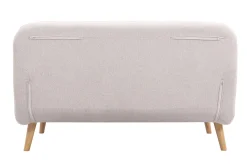 Miliboo Zweisitzer-Schlafsofa aus beigem Textur-Veloursstoff und hellem Holz AMIKO* Schlafsofas|Schlafsessel