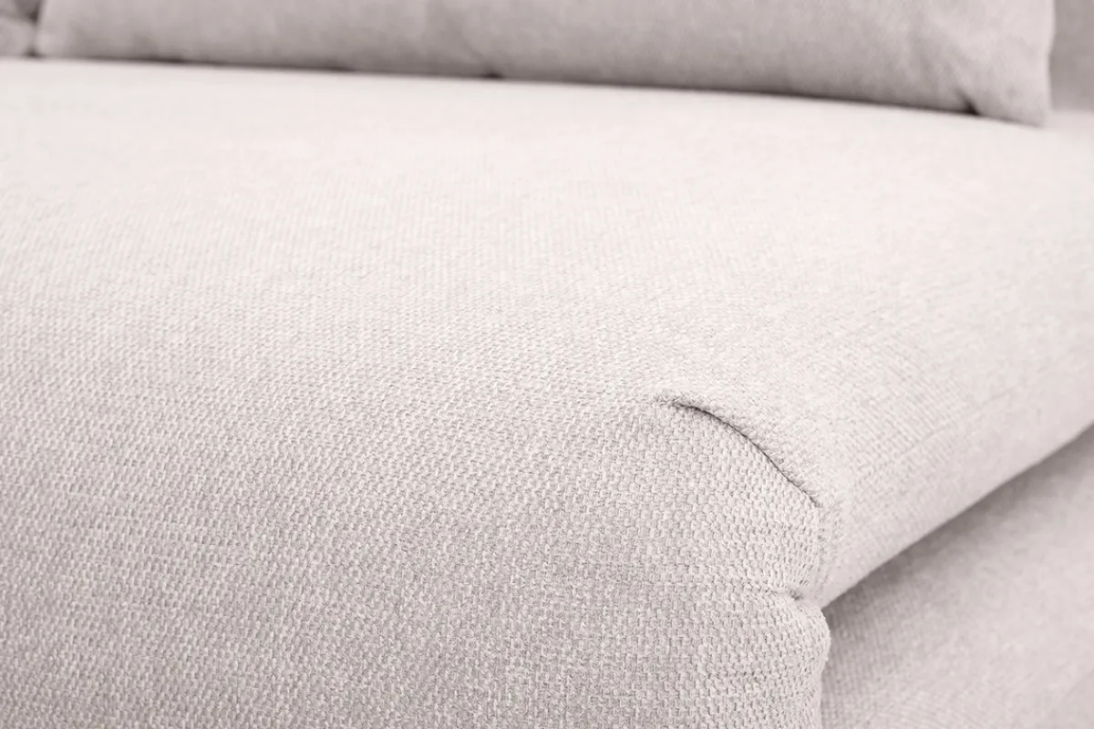 Miliboo Zweisitzer-Schlafsofa aus beigem Textur-Veloursstoff und hellem Holz AMIKO* Schlafsofas|Schlafsessel