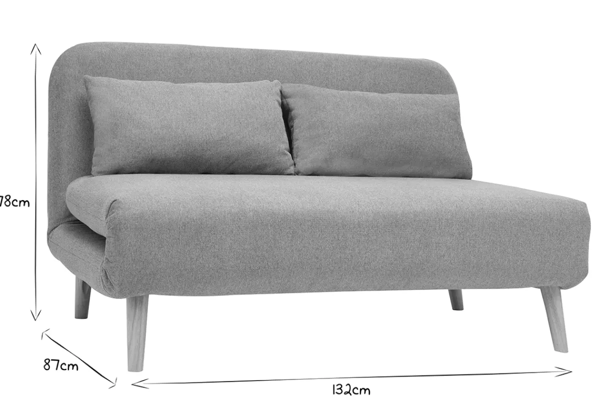 Miliboo Zweisitzer-Schlafsofa aus terrakotta-farbenem samtigem Strukturstoff und hellem Holz AMIKO* Schlafsofas|Schlafsessel